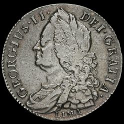 1745 George II Early Milled Silver Lima Half Crown Obverse