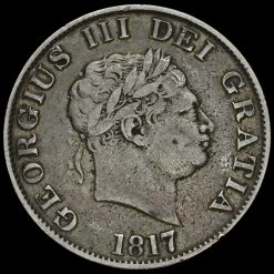 1817 George III Milled Silver Small Head Half Crown Obverse