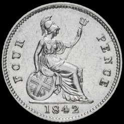 1842 Queen Victoria Young Head Silver Fourpence / Groat Reverse