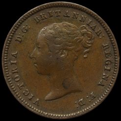 1844 Queen Victoria Young Head Half Farthing Obverse