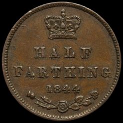 1844 Queen Victoria Young Head Half Farthing Reverse