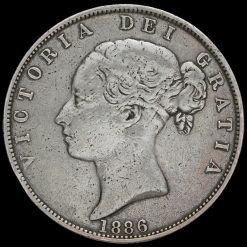 1886 Queen Victoria Young Head Silver Half Crown Obverse