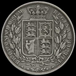 1886 Queen Victoria Young Head Silver Half Crown Reverse