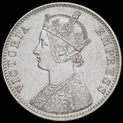 British India 1892 Queen Victoria Silver One Rupee Obverse