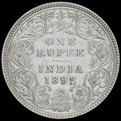 British India 1892 Queen Victoria Silver One Rupee Reverse