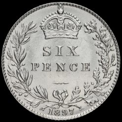 1897 Queen Victoria Veiled Head Silver Sixpence Reverse