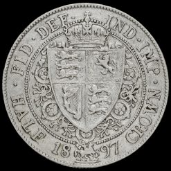 1897 Queen Victoria Veiled Head Silver Half Crown Reverse
