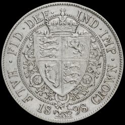 1898 Queen Victoria Veiled Head Silver Half Crown Reverse