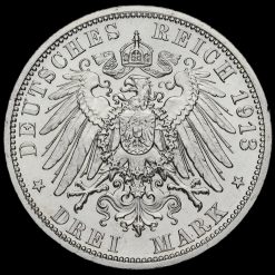 German States, Prussia 1913 Wilhelm II Silver 3 Mark Reverse
