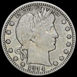 USA 1914 D Barber Silver Quarter Dollar Obverse