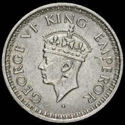 British India 1945 George VI Silver 1/4 Rupee Obverse