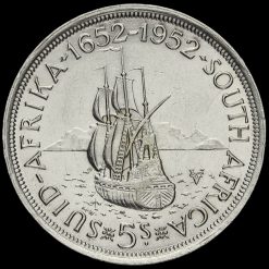 South Africa 1952 Silver 5 Shillings Coin Reverse