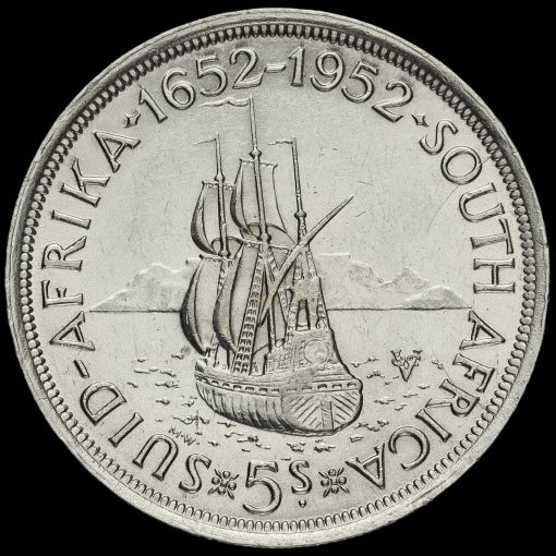 South Africa 1952 Silver 5 Shillings Coin Reverse