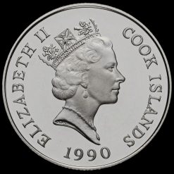 Cook Islands 1990 Silver Proof 10 Dollars Coin Obverse