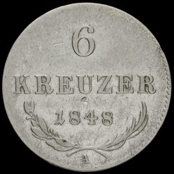 Austria, 1848 Ferdinand I Silver 6 Kreuzer Reverse