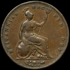 1853 Queen Victoria Young Head Copper Penny Reverse