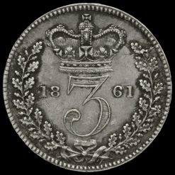 1861 Queen Victoria Young Head Silver Threepence Reverse