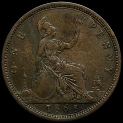 1868 Queen Victoria Bun Head Penny, VF - Image 2