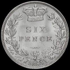 1885 Queen Victoria Young Head Silver Sixpence Reverse