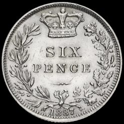 1887 Queen Victoria Young Head Silver Sixpence Reverse