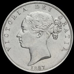 1887 Queen Victoria Young Head Silver Half Crown Obverse
