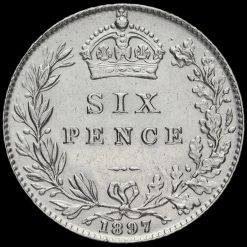1897 Queen Victoria Veiled Head Silver Sixpence Reverse