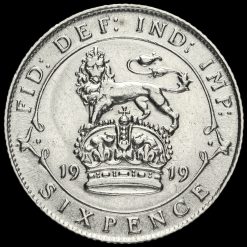 1919 George V Silver Sixpence Reverse