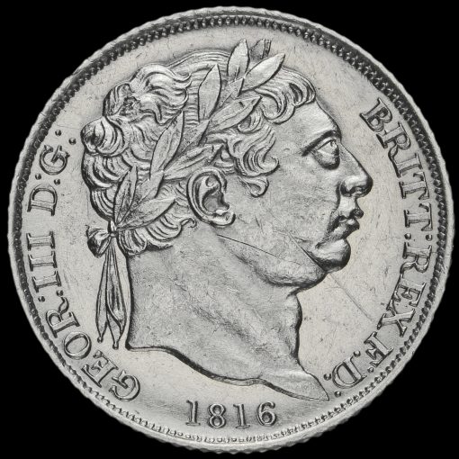 1816 George III Milled Silver Sixpence Obverse