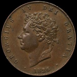 1826 George IV Milled Copper Halfpenny Obverse