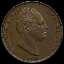 1837 William IV Milled Copper Penny Obverse