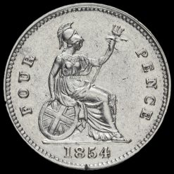 1854 Queen Victoria Young Head Silver Fourpence / Groat Reverse