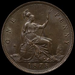 1878 Queen Victoria Bun Head Penny Reverse