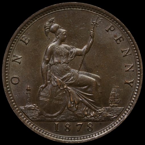 1878 Queen Victoria Bun Head Penny Reverse