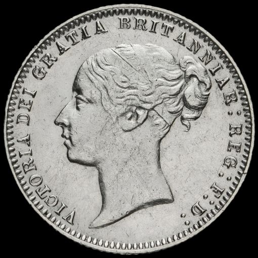 1877 Queen Victoria Young Head Silver Sixpence Obverse