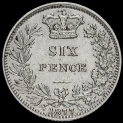 1877 Queen Victoria Young Head Silver Sixpence Reverse