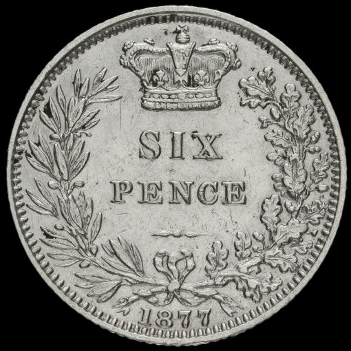1877 Queen Victoria Young Head Silver Sixpence Reverse
