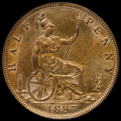 1887 Queen Victoria Bun Head Halfpenny Reverse