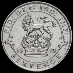 1913 George V Silver Sixpence Reverse