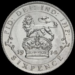 1914 George V Silver Sixpence Reverse