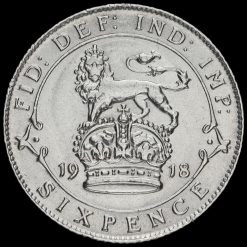 1918 George V Silver Sixpence Reverse