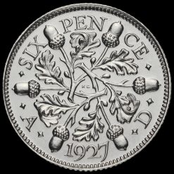 1927 George V Proof Silver Sixpence Reverse