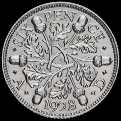 1928 George V Silver Sixpence Reverse