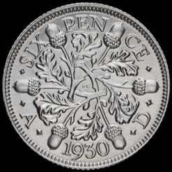 1930 George V Silver Sixpence Reverse