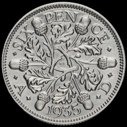 1935 George V Silver Sixpence Reverse