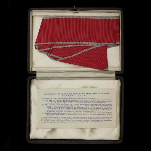 Commander of the Order of the British Empire (CBE) Medal Box Internals with Ribbon