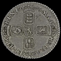 1696 William III Early Milled Silver Sixpence Reverse