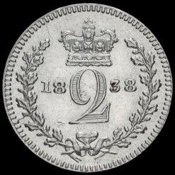 1838 Queen Victoria Young Head Silver Maundy Twopence Reverse