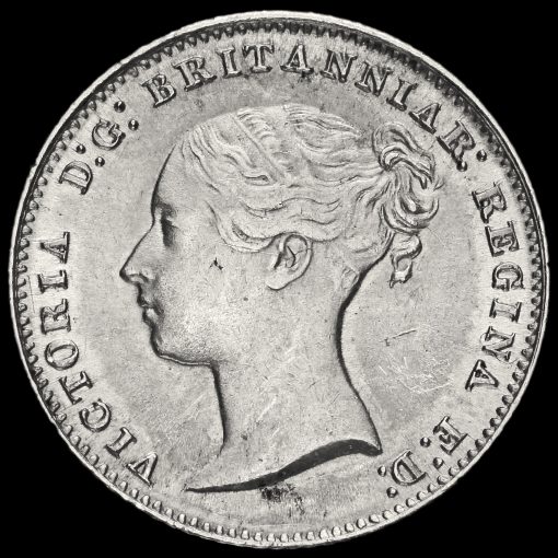 1854 Queen Victoria Young Head Silver Fourpence / Groat Obverse