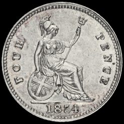 1854 Queen Victoria Young Head Silver Fourpence / Groat Reverse