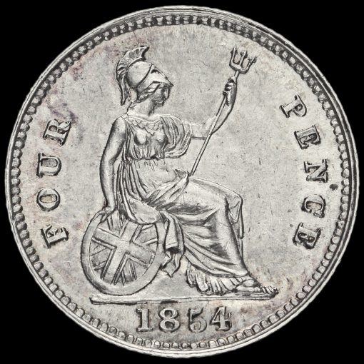 1854 Queen Victoria Young Head Silver Fourpence / Groat Reverse